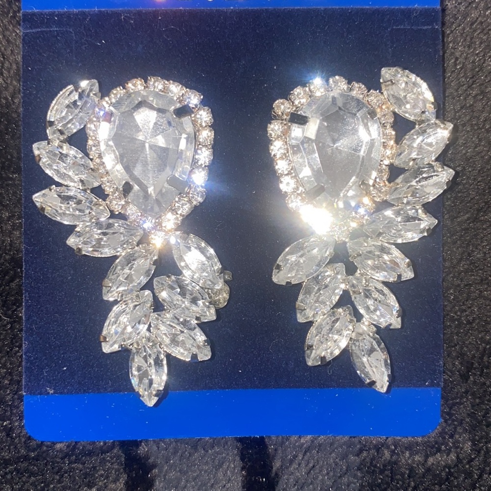 Very Nice Silver Statement Earrings With Diamond … - image 2